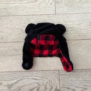 Reversible Black Bear / Red&Black Plaid Hat